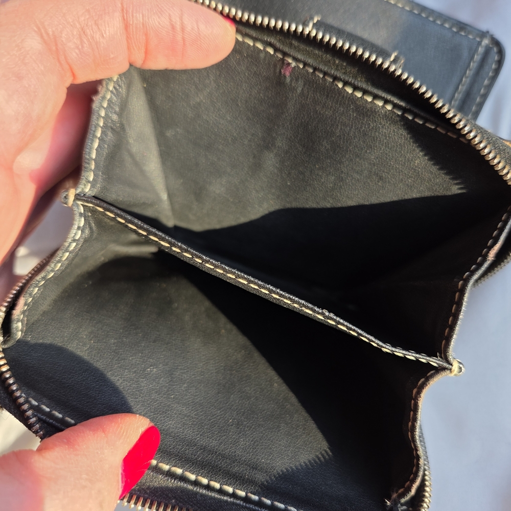 Authentic Vintage CELINE Macadam Pattern Round Zipper Vintage Bi-Fold Wallet - Picture 7 of 12